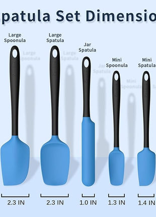 Coukre Silicone Spatula Set of 5,High Temperature Resistant, Food Grade Silicone, Dishwasher Safe, for Baking, Cooking (Blue Black)
