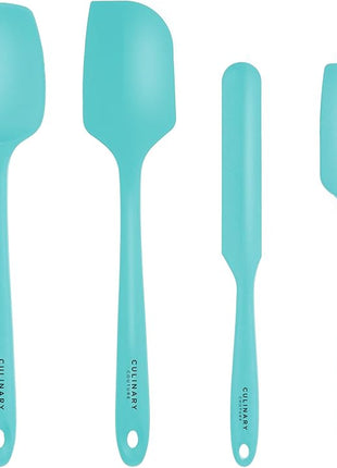 4-Piece Aqua Baking Spatula Set - Holiday Baking Essentials, Rubber Spatulas Silicone Heat Resistant, BPA-Free - Spatula Set for Nonstick Cookware - Silicone Baking Utensils