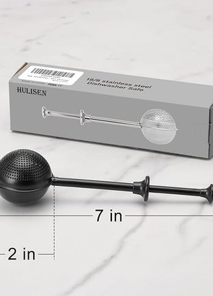 HULISEN Flour Duster for Baking, One-Handed Operation, 304 Stainless Steel Powdered Sugar Shaker Duster, Pick Up and Dust Flour Sifter, Gift Package, Black