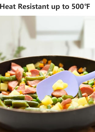 5 Piece Purple Silicone Spatula Set, Heat Resistant Rubber Spatulas Set, Silicone Kitchen Utensils Set Dishwasher Safe for Nonstick Cookware