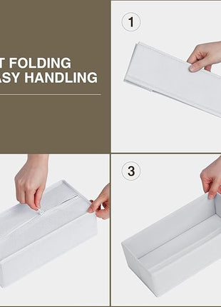 DIMJ Drawer Organizer Clothes, 18 Pack Dresser Organizer, Foldable Closet Organizers and Storage, Fabric Bins, Drawer Dividers for Nursery, Baby Clothes, Underwears, Sock (White)