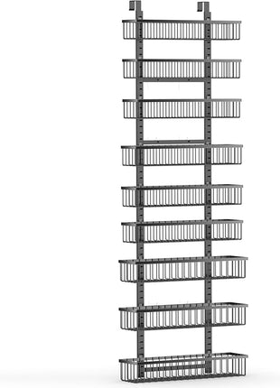 Moforoco 9-Tier Over The Door Pantry Organizer, Pantry Organization and Storage, Black Hanging Basket Wall Spice Rack Seasoning Shelves, Home & Kitchen Bedroom Bathroom House Essentials