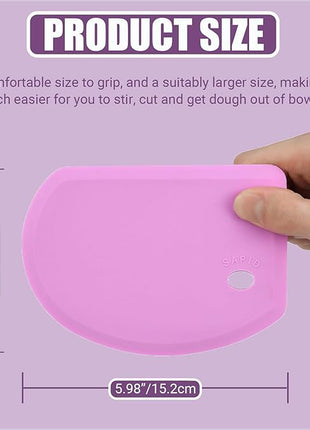 Sapid Silicone Bowl Scraper Flexible Curved Edge (5.98"×4.3"), Food Grade Bench Dough Scraper for Baking Sourdough Bread, Cake, Fondant Icing, Heat- Resistance Kitchen Dish Pan Scrapers (1, Purple)
