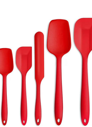 Silicone Spatula Set of 7, P&P CHEF Heat-Resistant Rubber Spatulas Kitchen Utensils Set for Non-stick Cooking Baking Mixing, Seamless & Flexible Design, Dishwasher Safe, Red
