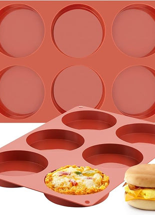 JOERSH 2-PK Silicone Egg Mold for Breakfast Sandwiches 4 Inch Round Muffin Top/Egg Pan, Oven Baking Silicone Molds for Hamburger Buns, English Muffins, Pancakes, Eggs Patty Bites