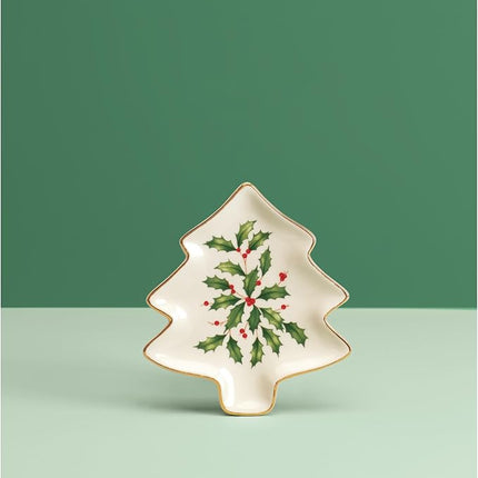 Lenox Serveware, Hosting The Holidays Tree Plate, Festive Porcelain Dinnerware, Service for 1, Pasta, Salad and Dinner, Dishwasher Safe, Christmas Decorations (MultiColor, 5.75 inch Length, 1 Piece)