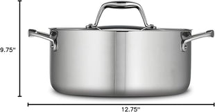 Tramontina Signature Tri-Ply Clad Stainless Steel 5-Quart Dutch Oven Pot with Lid, Induction-Ready, Dishwasher-Safe, NSF-Certified, Made in Brazil