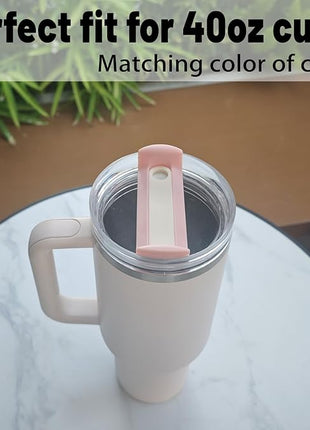 40 OZ Tumbler Lid Replacement Fit for Stanley Cup, 2 Pack Clear Replacement Lids Fit for Stanley Travel Tumbler, Spill Proof Tumbler Covers for Stanley Cup Accessories (Peach Whip Cabana Gloss)