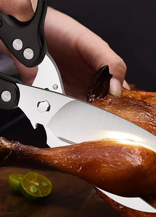 DRAGON RIOT Heavy Duty Poultry Shears - A Must Have Kitchen Shears for Chicken and Meat Cutting - Dishwasher Safe and Stainless Food Kitchen Scissors for Thanksgiving(Black)