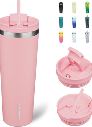 BJPKPK 30oz Tumbler With lid And Straw Stainless Steel Travel Coffee Mug Insulated Tumblers Cups,Light Pink