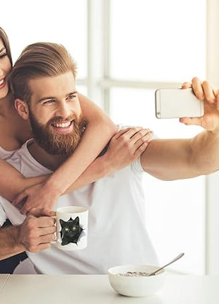 Winston & Bear Funny Black Kitten Coffee Mug - Funny Ceramic Coffee Mug Gift for Cat Lovers - Cute Novelty Cat Themed Cup for Men and Women (15oz)