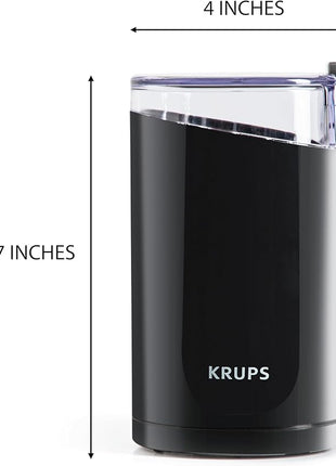 KRUPS Precision Electric Coffee Grinders, 3 oz Capacity, 200W Motor, Stainless Steel Blades for Uniform Grinding of Beans, Herb and Nuts, Coffee and Spice Grinder Electric, (Black)