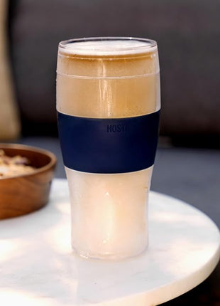 Host Freeze, Frozen Mugs, Freezable Pint Set, Beer Keep Your Drinks Cold, Double Walled Insulated Glasses, Tumbler for Iced Coffee, 16oz, Set of 2, Varsity Blue