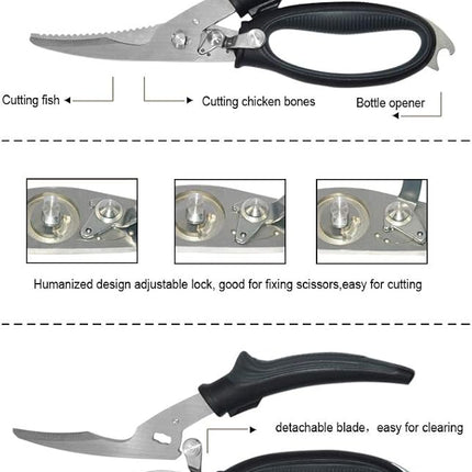 Poultry Shears - Heavy Duty Kitchen Scissors for Cutting Chicken, Poultry, Game, Bone, Meat - Chopping Food - Spring Loaded