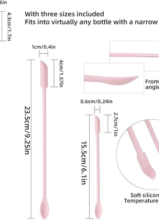 6 Pieces Multi Size Makeup Spatula, Beauty Spatula, Mini Small Silicone Spatula Set for Beauty and Kitchen, Tiny Scraper for Jar, Kitchen Bottles, Cosmetic (Pink)