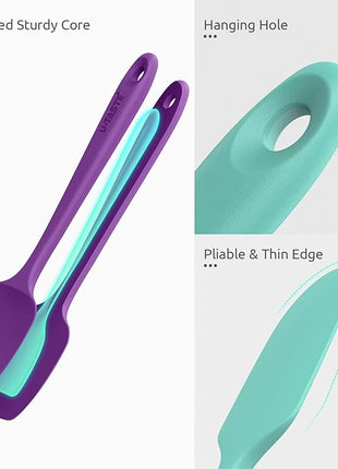 U-Taste Heat Resistant Silicone Spatula - 600ºF Hot-Proof Food Grade Kitchen Baking Bowl Scraper, Flexible and Sturdy Rubber Cooking Utensil for Mixing Scraping in NonStick Cookware (4 Pcs, Colorful)