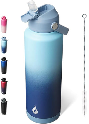 BJPKPK Insulated Water Bottle with Straw Lid, 40oz Large Thermo, BPA Free Leak Proof Stainless Steel Metal Water Bottles, Tumblers, Cups, Flasks for Travel, Sports,Sky