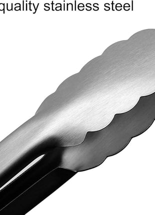 Set of 9-inch and 12-inch Stainless Steel Kitchen Tongs with Locking, Metal Cooking Tongs with Non-Slip Grip,Perfect for Grilling, Barbecue (BBQ) and More (9" & 12")