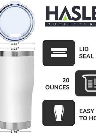 HASLE OUTFITTERS 20 oz Tumbler Bulk, Stainless Steel Tumblers with Lid, Vacuum Insulated Tumbler, Double Wall Powder Coated Cup, coffee mugs, White, 12 Pack