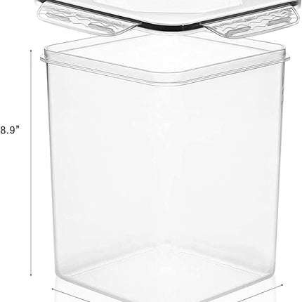 Large Food Storage Containers 5.2L (175oz), MCIRCO 4 Pieces Plastic Airtight Food Storage Containers for Flour, Sugar, Baking Supplies, with 4 Measuring Cups and 20 Labels