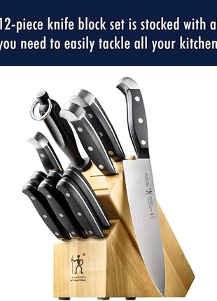 HENCKELS Premium Quality 12-Piece Statement Knife Set with Block, Razor-Sharp, German Engineered Informed by over 100 Years of Masterful Knife Making, Lightweight and Strong, Dishwasher Safe