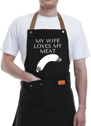 REHAVE Funny Gifts for Men Apron - Dad Gifts - Husband Gift from Wife - Father's Day, Birthday Naughty Gift for Men, Male Friends, Boyfriend, Guy, Chef, Him, Coworker - BBQ Cooking Grilling Aprons