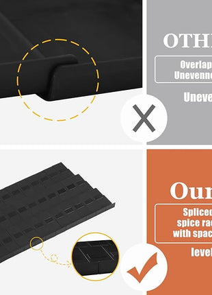 Famhap Spice Drawer Organizer 24 Pcs with 24 Plastic Spice Jars and Labels，Interlocking Expandable Seasoning Rack Tray Insert for Kitchen Drawers, Spice Rack Drawer