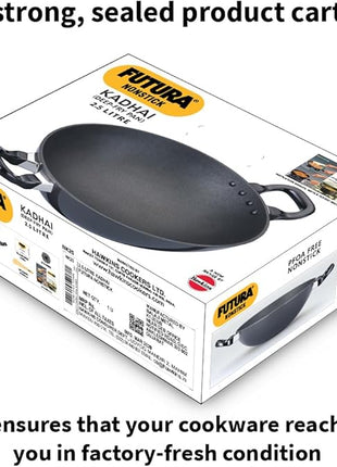 Hawkins Futura 2.5 Litre Deep Fry Pan, Non Stick Kadai, Round Bottom Kadhai, Black (NK25)