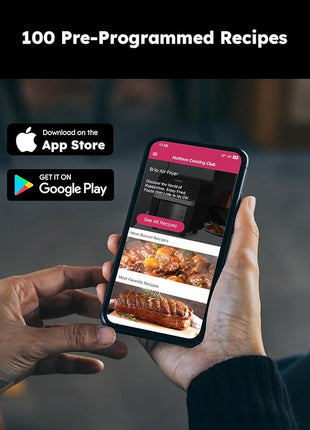 Nuwave Brio Air Fryer Oven, 15.5Qt X-Large Family Size, SS Rotisserie Basket &Skewer-Kit, Reversible Ultra Non-Stick Grill/Griddle Plate, Powerful 1800W, Integrated Smart Thermometer,Black