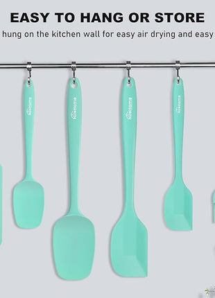 NileHome Silicone Spatula Set, 6 Pcs Food Grade Kitchen Utensils with Silicone Brush Heat Resistant Dishwasher Safe BPA-Free Rubber Spatula for Scraping, Baking, Cooking, Mixing, Turquoise