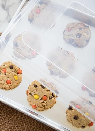 Nordic Ware Naturals Half Sheet Set - USA Made Aluminum Commercial Quality Sheet Pan for Baking or Roasting, Encapsulated Galvanized Steel Rim Prevents Warping, 2pk Half + Lid