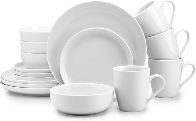 Zulay Kitchen Nova Porcelain Dinnerware Set, Service For 4 - Chip & Scratch Resistant White Plates And Bowls Sets - Microwave & Dishwasher Safe - White