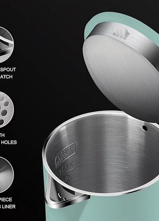 0.8L Small Electric Kettles for Boiling Water, Stainless Steel Mini Travel Kettle, 1000W Fast Boil Teapot, Boil-Dry Protection & Auto Shut-Off, Perfect For Traveling Cooking, Coffee, Tea, Eggs(Green)