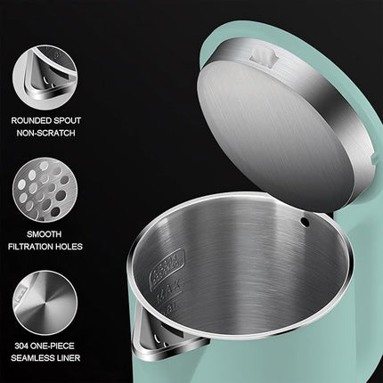 0.8L Small Electric Kettles for Boiling Water, Stainless Steel Mini Travel Kettle, 1000W Fast Boil Teapot, Boil-Dry Protection & Auto Shut-Off, Perfect For Traveling Cooking, Coffee, Tea, Eggs(Green)