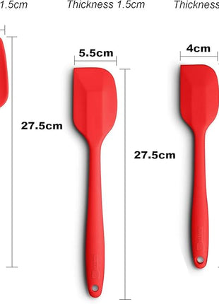Silicone Spatula 3-piece Set, Ergonomic Handle High Heat-Resistant Spatulas, Non-stick Rubber Spatulas with Stainless Steel Core, Red