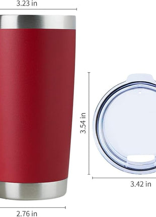 DOMICARE 20oz Stainless Steel Tumbler Bulk with Lid, Double Wall Vacuum Insulated Travel Mug, Powder Coated Coffee Cup (Powder Red, 1)