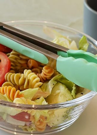 Kitchen Cooking Tongs with Silicone Tips 9-Inch Food Tongs, Set of 3 (Mint)