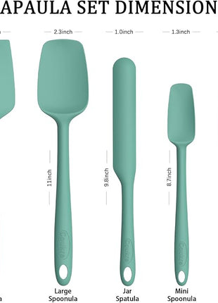 Coukre Silicone Spatula Set of 5,High Temperature Resistant, Food Grade Silicone, Dishwasher Safe, for Baking, Cooking (Pure Aqua Green)