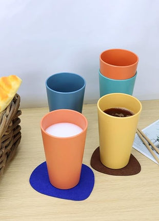 Homienly Wheat Straw Cups Plastic Cups Unbreakable Drinking Cup Reusable Dishwasher Safe Water Glasses Plastic Stackable Water Tumblers in Multi color(20 OZ 8 PCS)