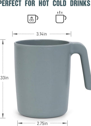 shopwithgreen 15 oz Wheat Straw Cup with Handles, Unbreakable Drinking Glasses Stackable | Reusable Water Tumbler, Mug Set for Coffee, Wine, Camping, BPA-Free | Dishwasher & Microwave Safe