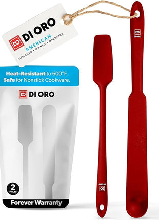 DI ORO Silicone Blender & Jar Spatulas - Heat Resistant Silicone Utensil Set for Cooking, Mixing, Baking, & Scraping (2pc, Red)