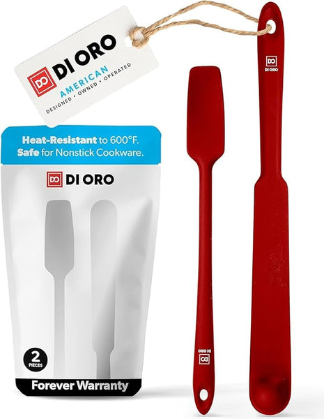 DI ORO Silicone Blender & Jar Spatulas - Heat Resistant Silicone Utensil Set for Cooking, Mixing, Baking, & Scraping (2pc, Red)