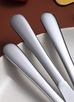 Berglander Dinner Knives Set Of 6, Stainless Steel Shiny Mirror Dinner Knife, Butter Knife Spreader Table Knives Sturdy And Dishwasher Safe