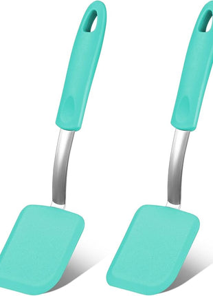 Silicone Cookie Spatula Turner 2 Pack Mini Brownie Spatula Flexible Kitchen Small Silicone Turner for Nonstick Cookware Heat Resistant No Scratch Flipper for Egg Pancake(Green)