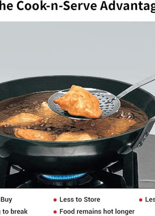 Hawkins Futura 2.5 Litre Deep Fry Pan, Long Handle Hard Anodised Kadai with Stainless Steel Lid, Flat Bottom Kadhai, Black (ADL25S)
