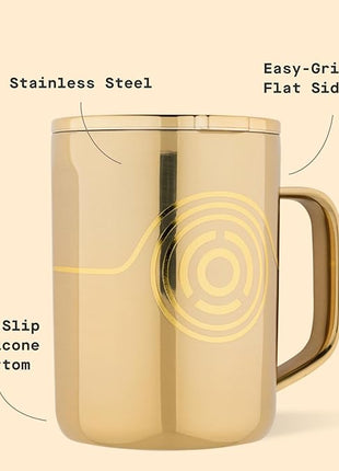 Corkcicle Classic Coffee Mug - Triple Insulated Stainless Steel for Travel - Shatter-Proof Lid - Keeps Drink Hot Over 3 Hours - Holiday Mug Gift - Great for Gifting Warmth - 16 oz - C-3PO