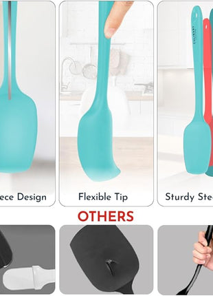 4-Piece Aqua Baking Spatula Set - Holiday Baking Essentials, Rubber Spatulas Silicone Heat Resistant, BPA-Free - Spatula Set for Nonstick Cookware - Silicone Baking Utensils