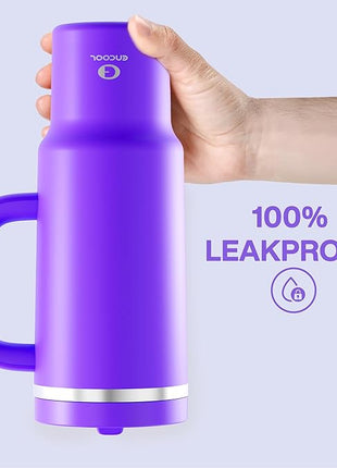 40 oz Tumbler with Handle and Straw: Stainless Steel Insulated Tumbler Keeps Cold for 24 Hours, Leakproof Travel Cup Fits in Cup Holder and BPA-Free,Violet