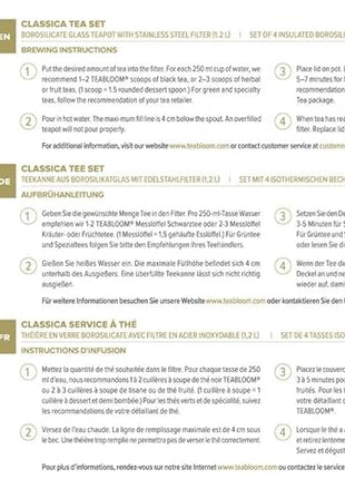 Teabloom All-in-One Glass Teapot and Tea Kettle – Heatproof Borosilicate Glass Tea Maker with Removable Stainless Steel Loose Tea Infuser – Classica Stovetop Tea Pot (40 oz / 1200 ml)