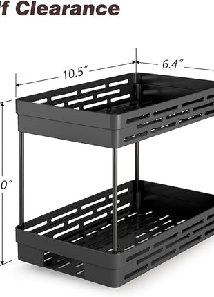 Pull Out Spice Rack Organizer for Cabinet, 2 Pack Widen Slide Out Spice Racks Organizer, Spice Cabinet Organizers, Cabinet Size Need:12'' Highx11'' Deepx6.75'' Wide,Hold 15 Spice Jar Each Tier-2Tier